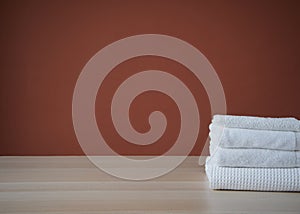 Clean towels folded on table