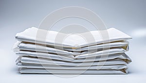 Stack of Clean White Folded Bed Sheets