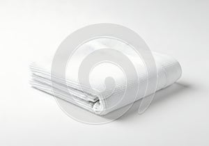 Stack of Clean White Microfiber Cloths on a White Background {Ai generated