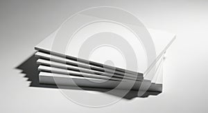 Stack of clean white paper sheets artistically lit and shadowed for design projects