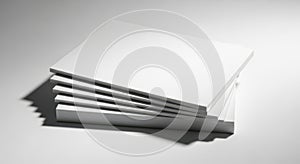 Stack of clean white paper sheets artistically lit and shadowed for design projects