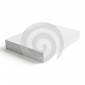 Stack of clean white paper sheets on a white background, isolated view