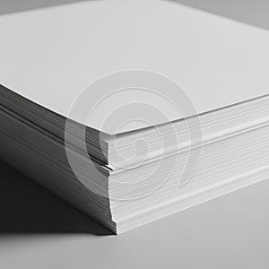 Stack of clean white paper sheets neatly aligned on a flat surface