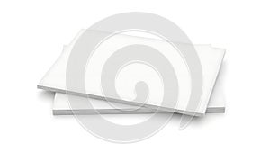 Stack of clean white paper sheets on a white surface