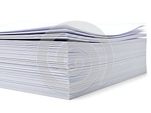 Stack of clean, white printer paper ready for use