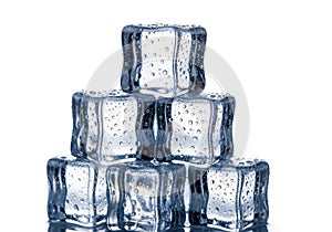Stack of clear ice cubes