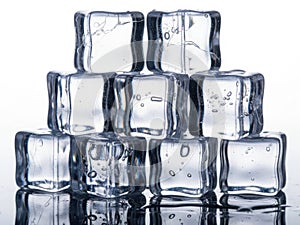 Stack of clear ice cubes