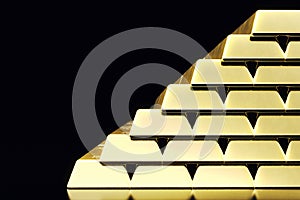 Stack close-up Gold Bars, weight of Gold Bars 1000 grams Concept of wealth and reserve. Concept of success in business