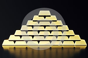 Stack close-up Gold Bars, weight of Gold Bars 1000 grams Concept of wealth and reserve. Concept of success in business