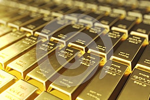 Stack close-up Gold Bars, weight of Gold Bars 1000 grams Concept of wealth and reserve. Concept of success in business