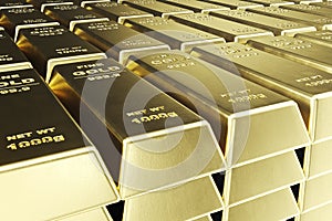 Stack close-up Gold Bars, weight of Gold Bars 1000 grams Concept of wealth and reserve. Concept of success in business