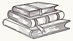 Stack of Closed Books Outline Vector Art, vector design Generative AI