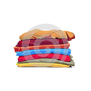 Stack of clothing isolated on white background.