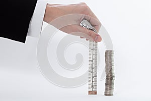 Stack of coin measured in centimetre
