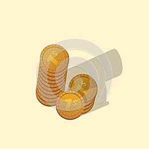 Stack coin penny money perspective view vector illustration