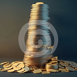 stack of coins ai generated background