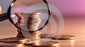 A stack of coins. AI generated photo