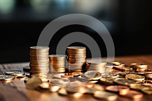 stack of coins on black background savings dollars for investment