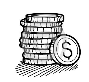 Stack of Coins Doodle (Dollar)