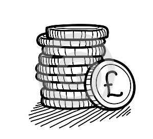 Stack of Coins Doodle (Pound Sterling)