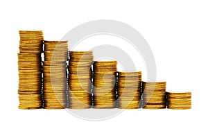 Stack of coins isolated