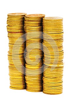 Stack of coins isolated