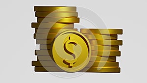 Stack Of Coins Profile with White Background. Money. Gold Coins. Origianal 3D Assets. Pile of Money. 3D render.