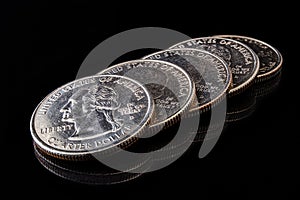 Stack of quarter dollar