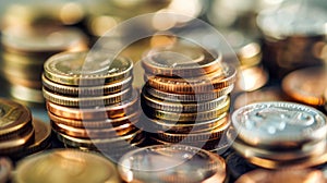 Stack of Coins on Table