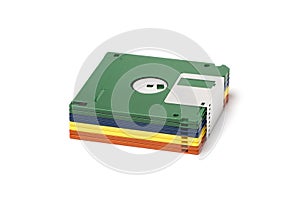 Stack of color floppy disks photo