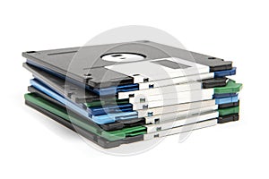 Stack of color floppy disks photo