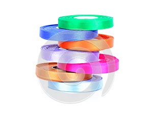 Stack of color ribbons, isolated