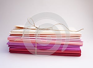 Stack of color Tissue paper on white background