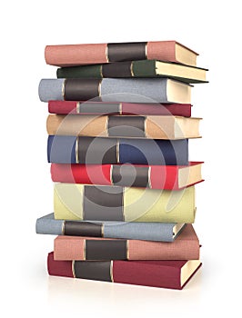 Stack of color vintage books isolated