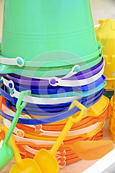 Stack of Colored Beach Pails
