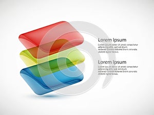 Stack of colored blocks isolated on white background