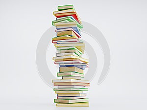 Stack of colored books isolated on white background, back oncept, back to school ,