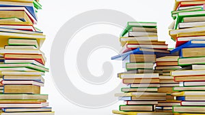 Stack of colored books isolated on white background, back oncept, back to school ,