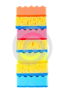 Stack of colored cleaning sponges