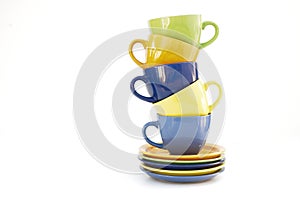 Colored cups and plates