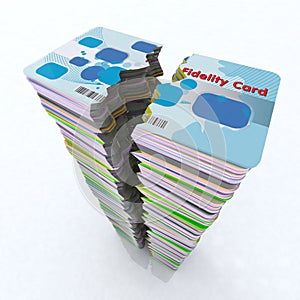 Stack of colored fidelity card broken photo