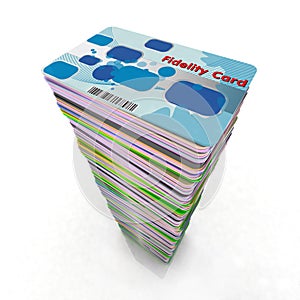 Stack of colored fidelity cards