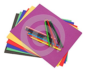 A stack of colored file folders