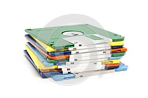 Stack of colored floppy disks photo