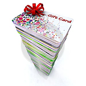 Stack of colored gift cards