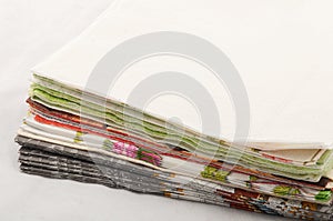 Stack of colored paper napkins