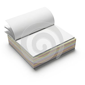 Stack of colored paper sheets isolated on white background