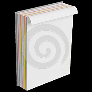 Stack of colored paper sheets isolated on white background