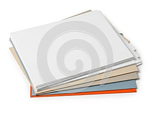 Stack of colored paper sheets isolated on white background