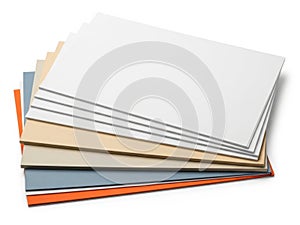 Stack of colored papers isolated on white background
